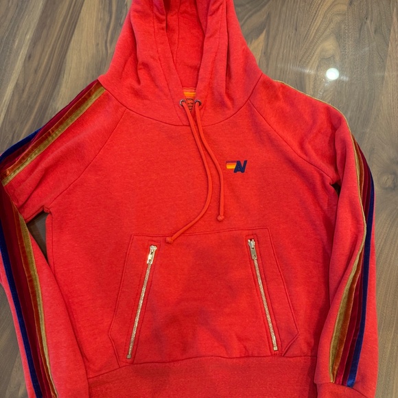 Aviator Nation Velour Stripe Hoodie XS - Picture 2 of 5